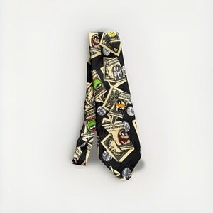 Vintage WB Looney Tunes Money Necktie - Bugs Bunny,‎ Daffy Duck, Marvin Martian